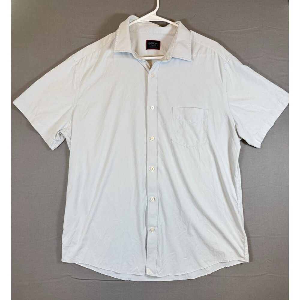 Men UNTUCKit Gironde Slim Fit Summer 23 Short Sleeve Button Down Size XL Gray